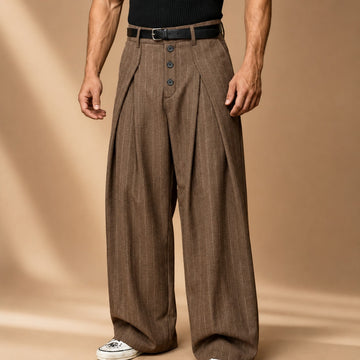 Farhan - Pantalones Modernos de Pierna Ancha con Rayas