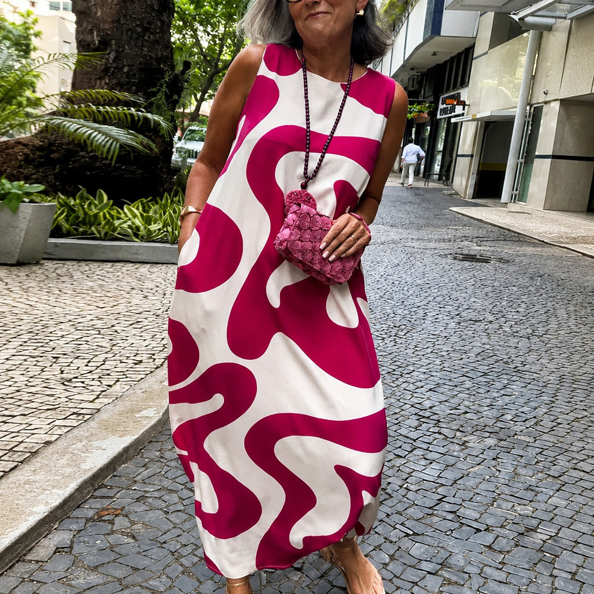 Taylor - Vestido Sin Mangas con Estampado Geométrico Elegante