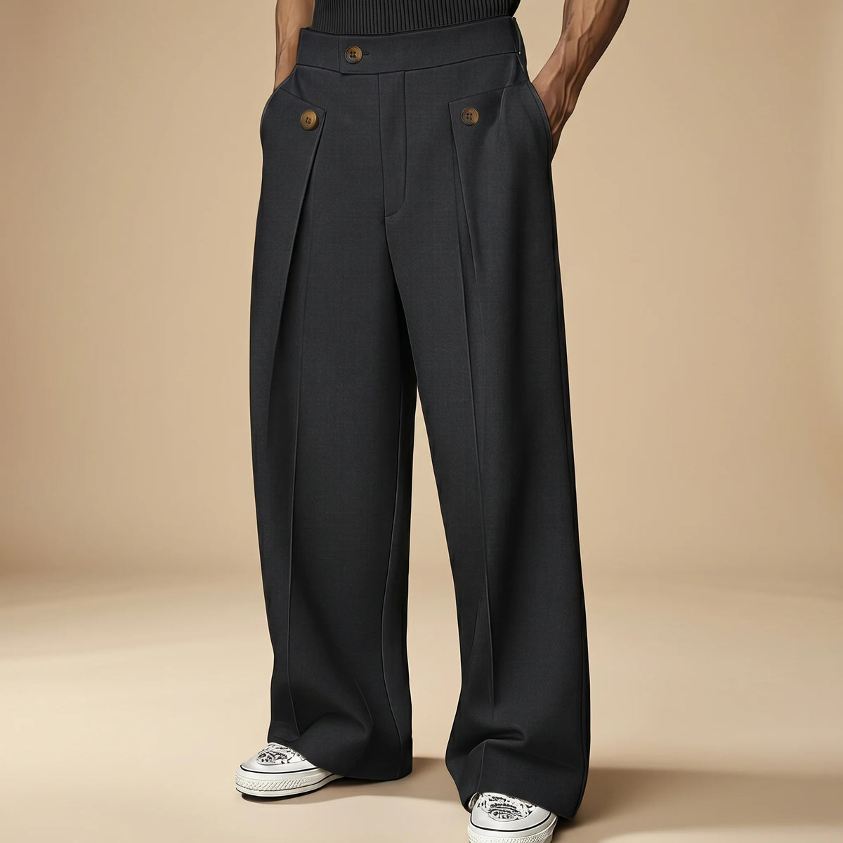 John - Pantalones Holgados y Estilosos de Cintura Alta