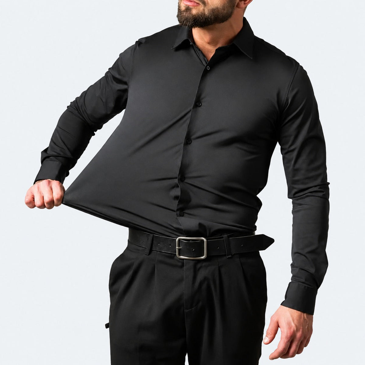 Quandell - Camisa cómoda de hombre de tela elástica