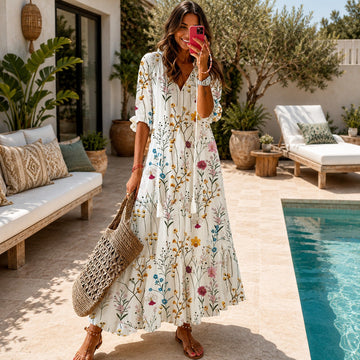 Lindsay - Vestido Bohemio Suelto con Volantes