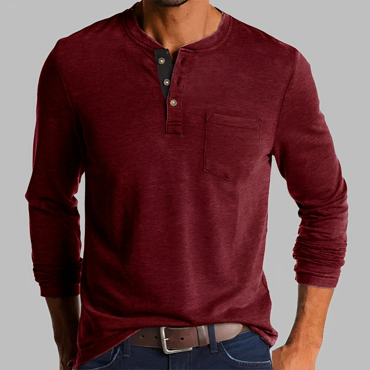 Dalton - Camisa Henley de Manga Larga