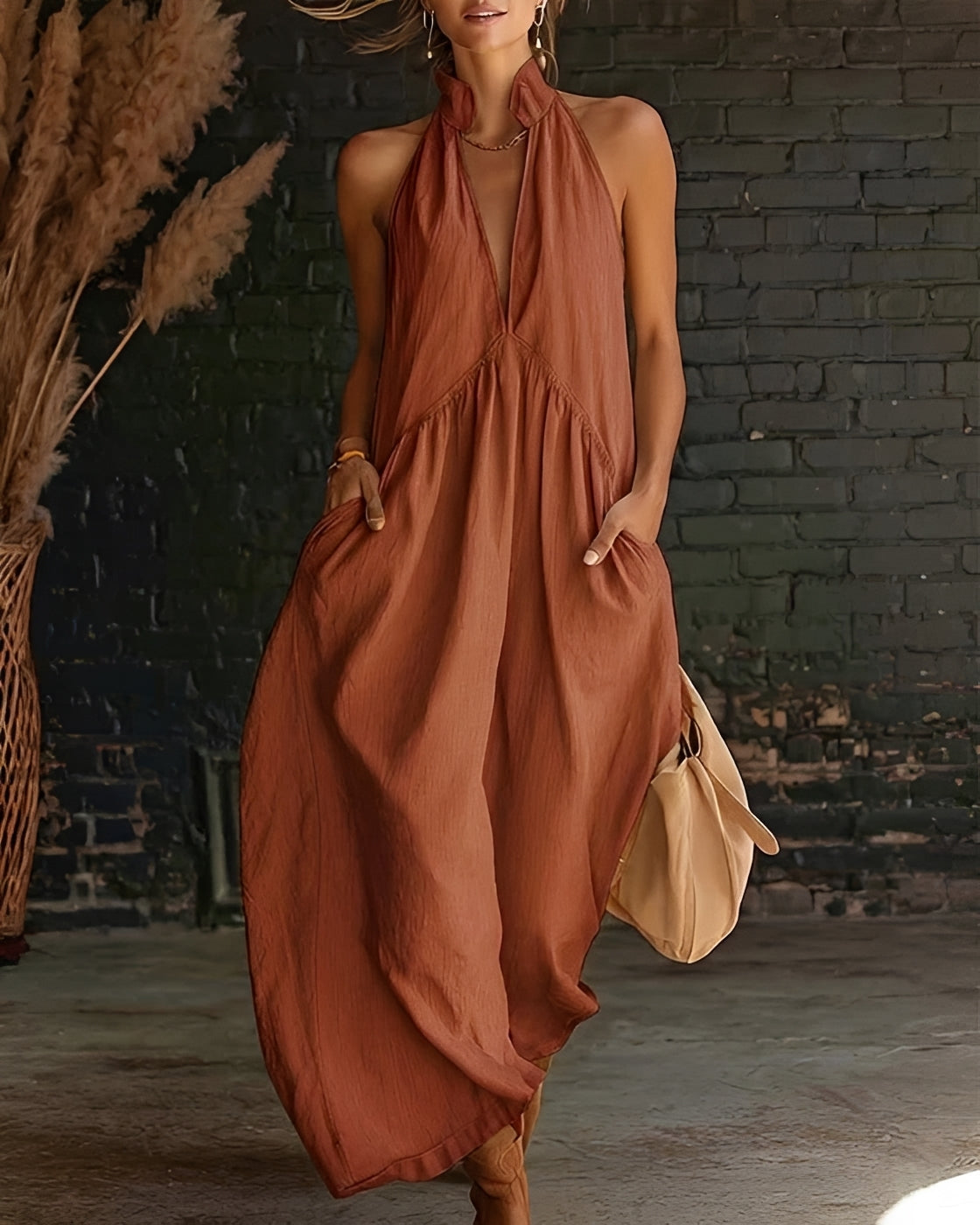 Briony - Vestido Maxi Sin Mangas Elegante