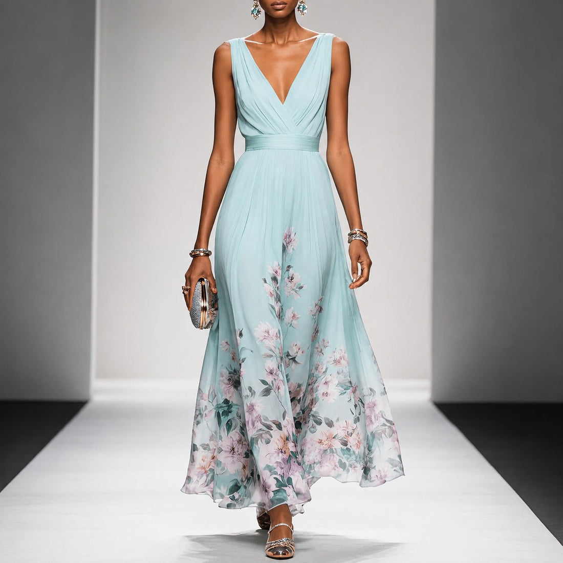 Tanisha - Vestido Maxi de Chifón Floral