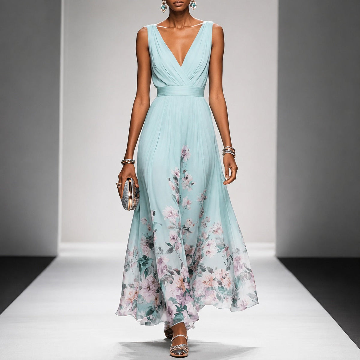 Tanisha - Vestido Maxi de Chifón Floral