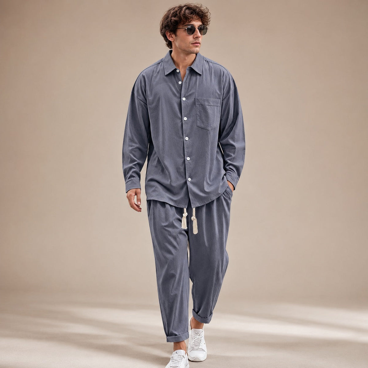 Paul - Conjunto de Camisa de Manga Larga Holgada