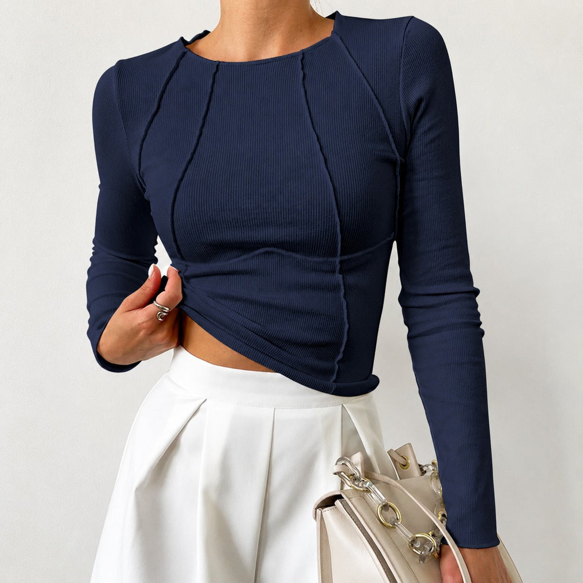 Leonie - Camisa elegante de manga larga con ribete