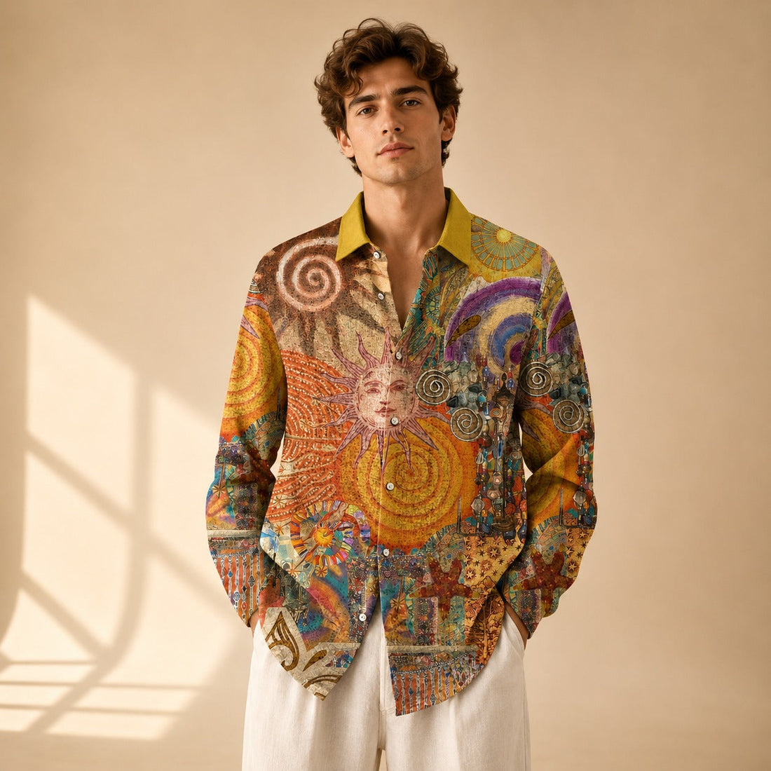 Neil - Camisa Artística de Manga Larga Impresa