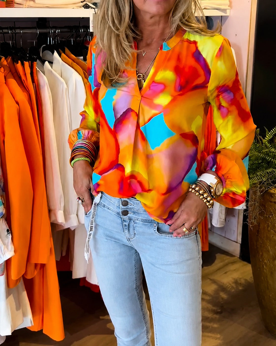 Daisie - Blusa Colorida de Manga Larga