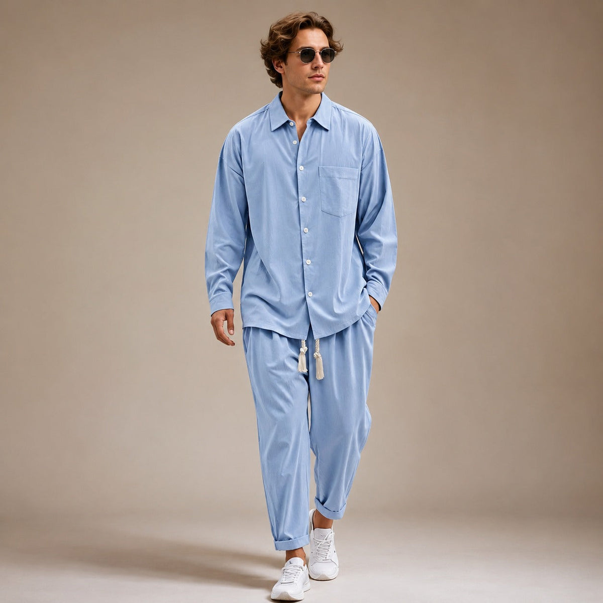 Paul - Conjunto de Camisa de Manga Larga Holgada