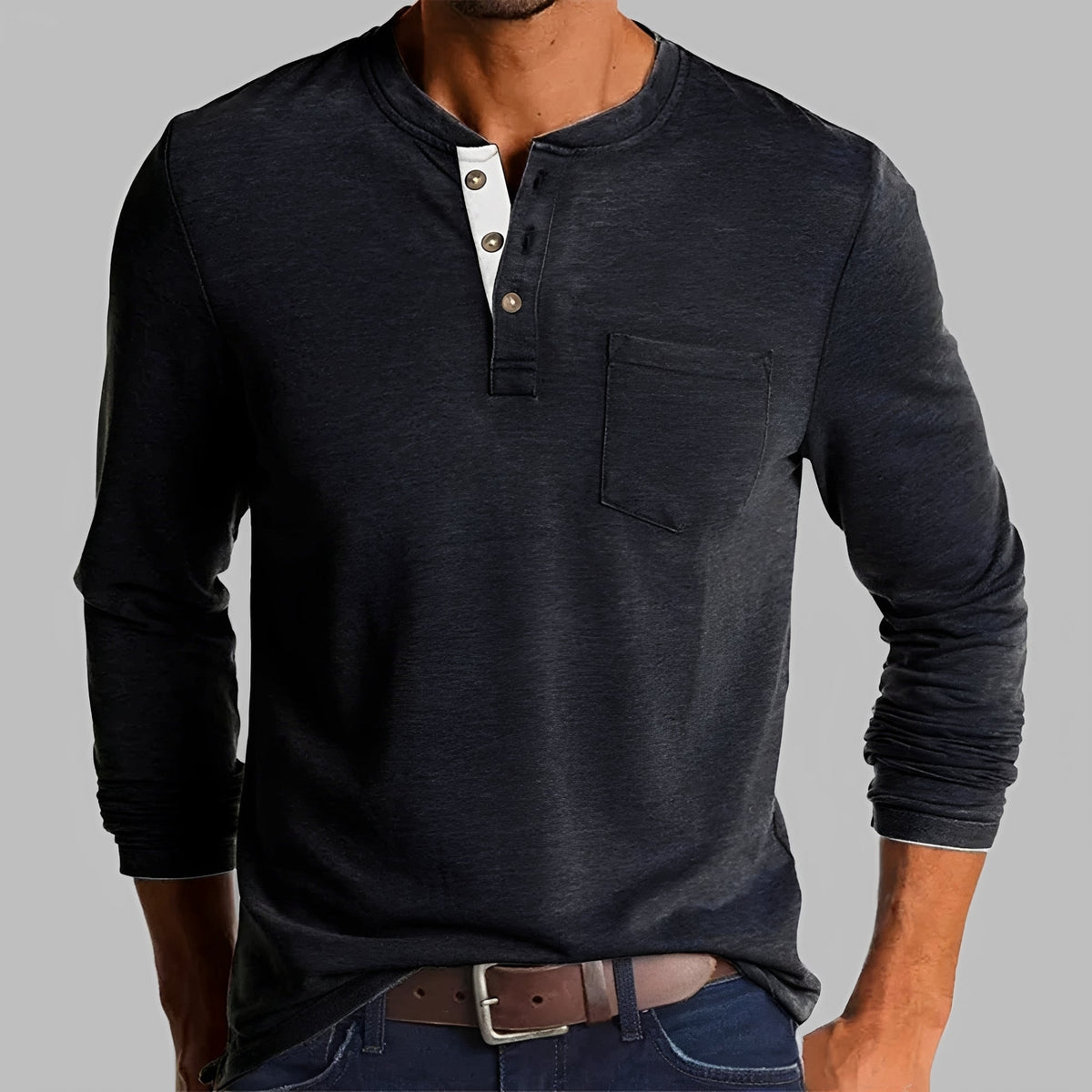 Dalton - Camisa Henley de Manga Larga