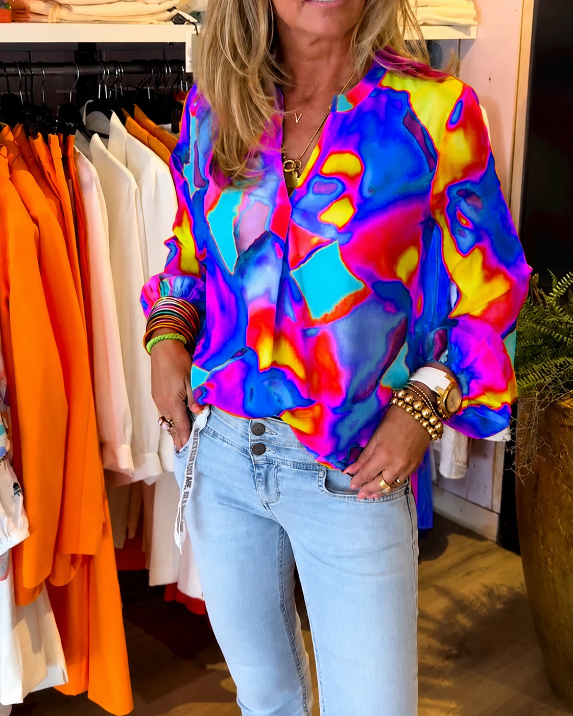 Daisie - Blusa Colorida de Manga Larga