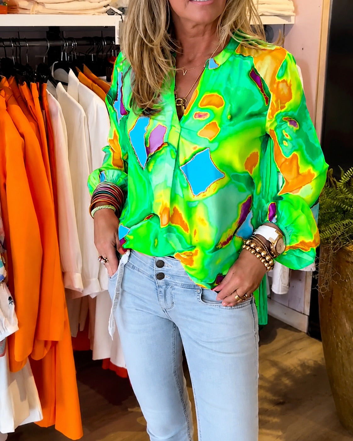 Daisie - Blusa Colorida de Manga Larga