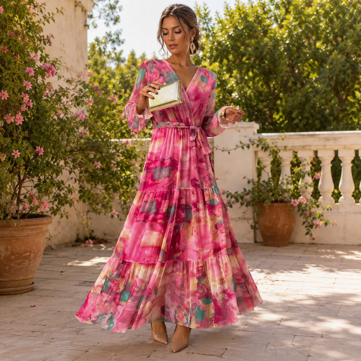 Carroll - Vestido Floral de Manga Larga