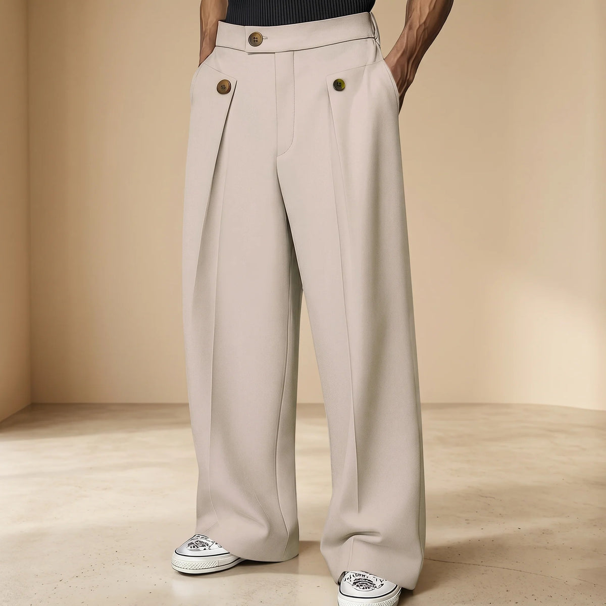 John - Pantalones Holgados y Estilosos de Cintura Alta