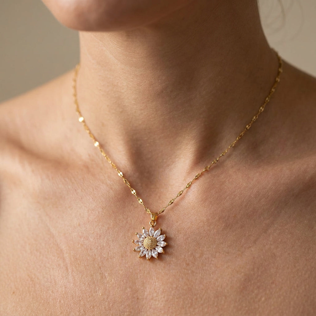 Manon – Collar girasol resplandeciente en dorado