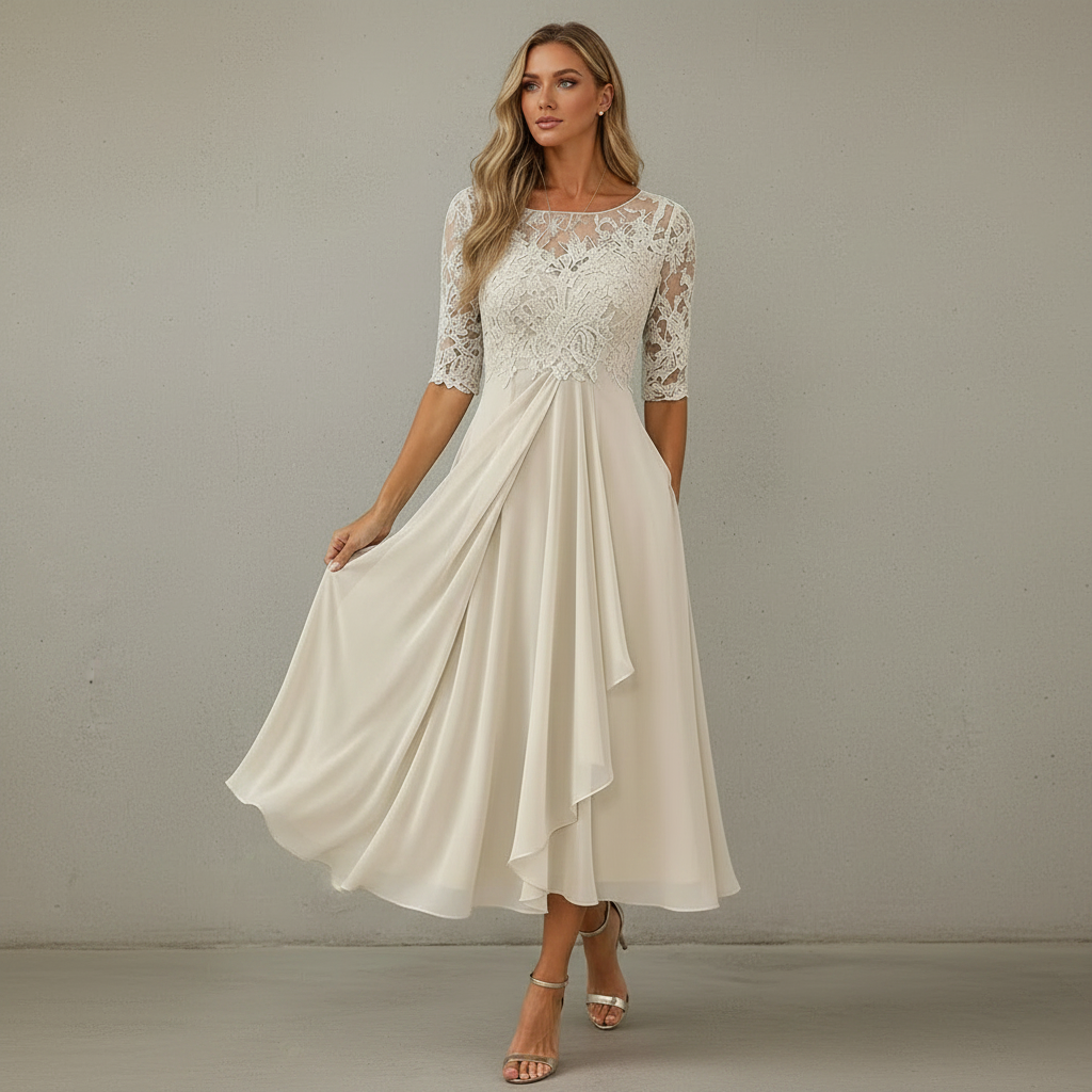 Yara - Elegante vestido midi de gasa