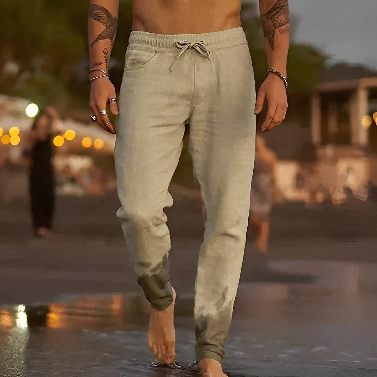 Pantalón casual para hombre - Corte holgado para verano, playa y vacaciones