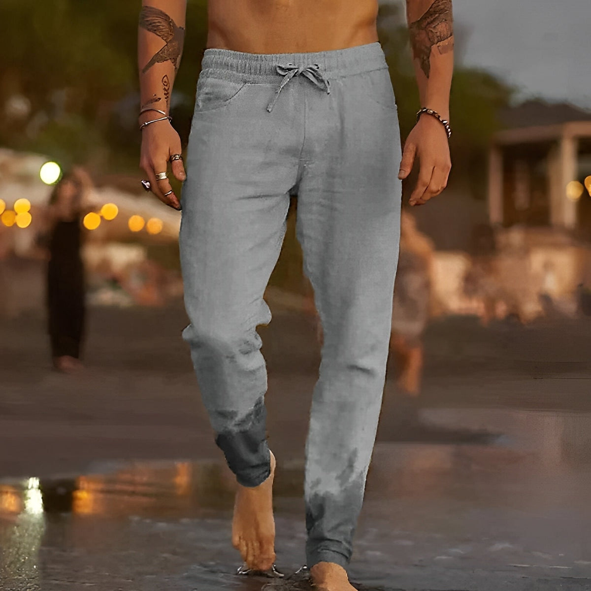 Pantalón casual para hombre - Corte holgado para verano, playa y vacaciones