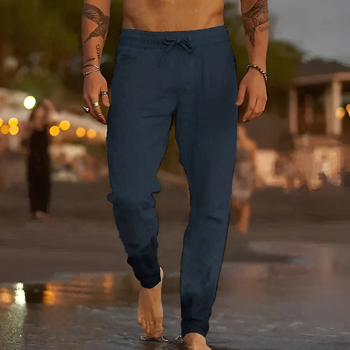 Pantalón casual para hombre - Corte holgado para verano, playa y vacaciones