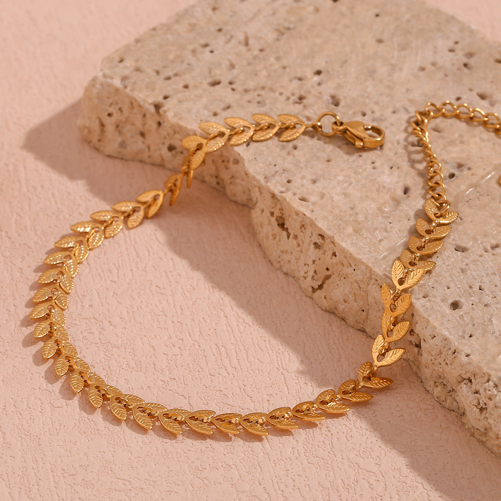 Delaida - Pulsera de oro con diseño de hoja