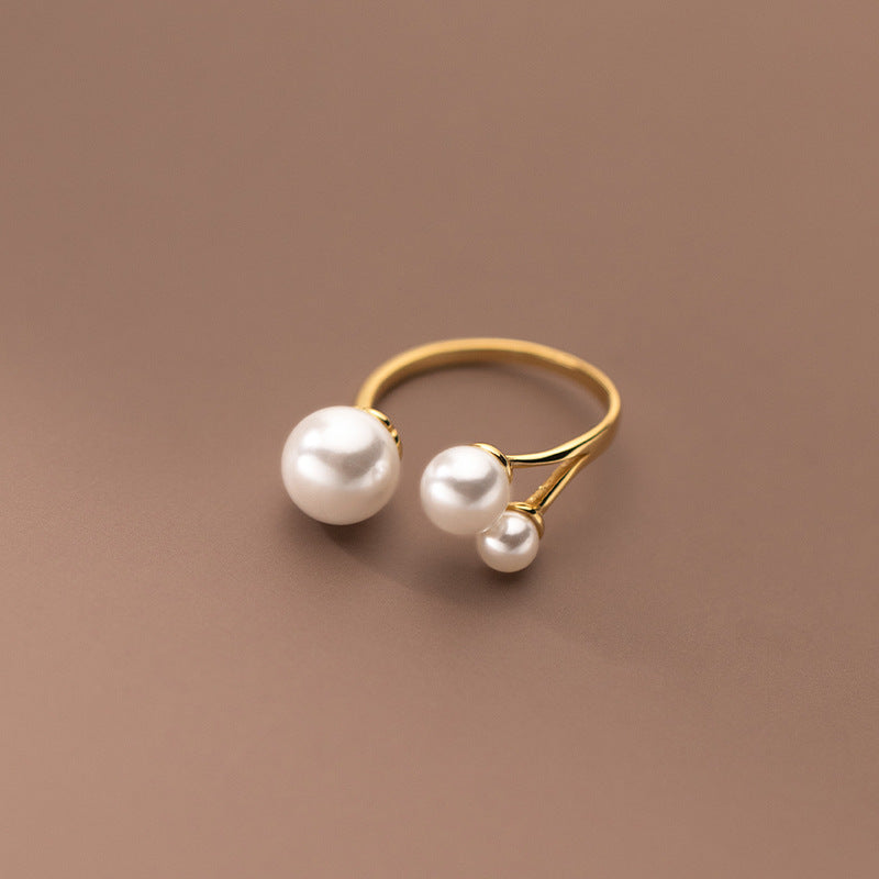 Amandine – Anillo regulable con tres perlas de agua dulce