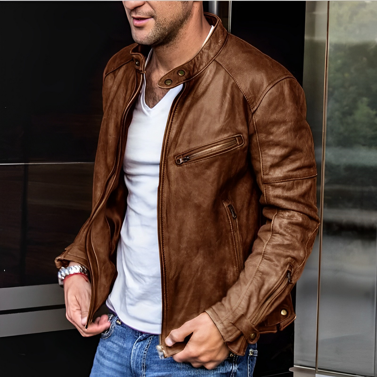 Chaqueta de cuero elegante para hombre - Estilo y confort