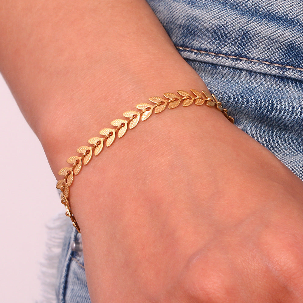 Delaida - Pulsera de oro con diseño de hoja