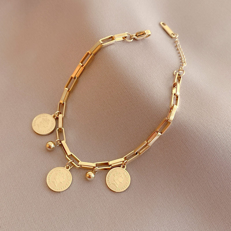 Maja – Pulsera Regulable con Monedas de Oro