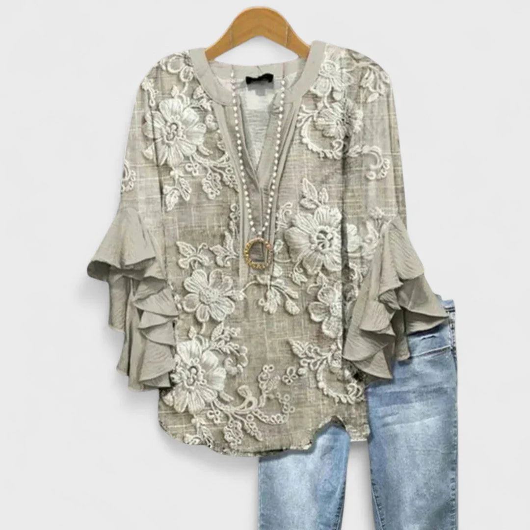 Kay- Elegante blusa para damas con estampado floral
