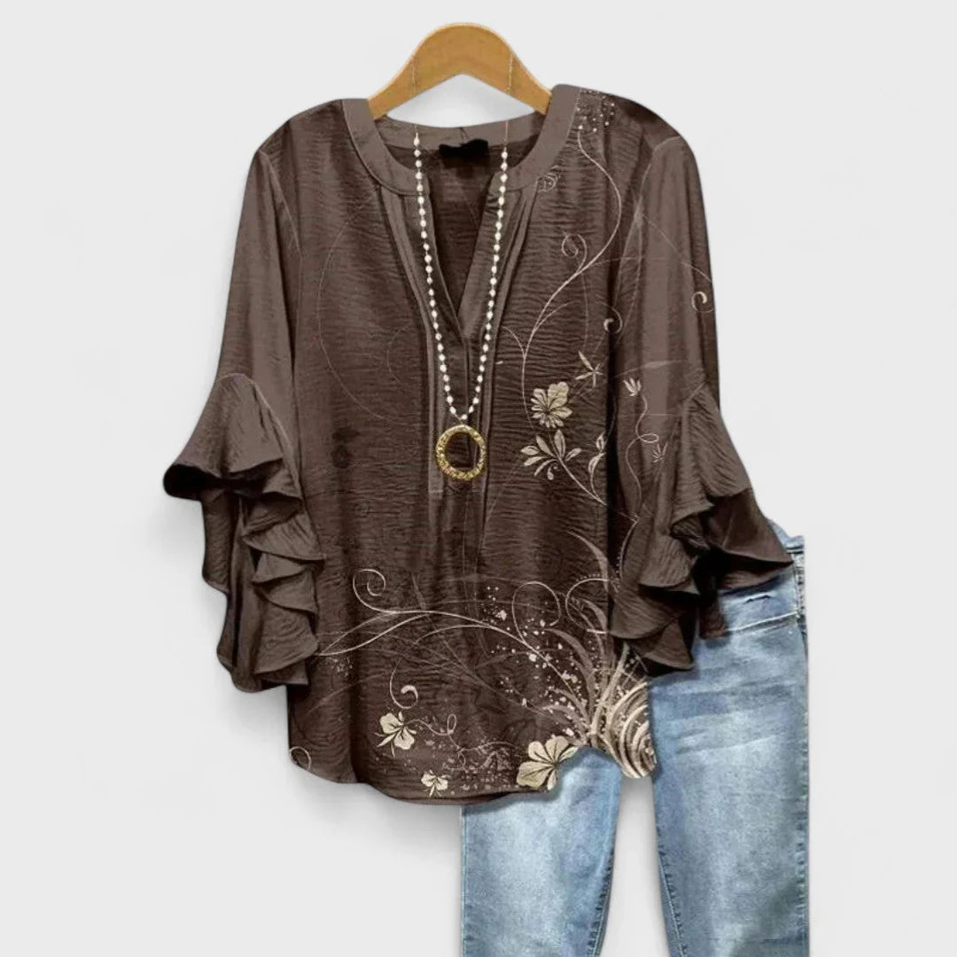Kay- Elegante blusa para damas con estampado floral