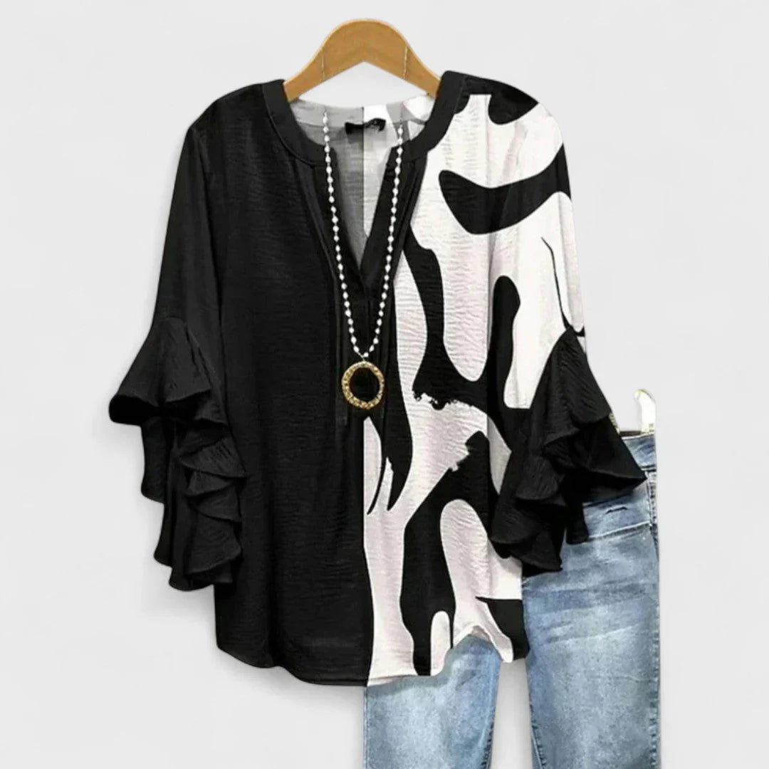 Kay- Elegante blusa para damas con estampado floral