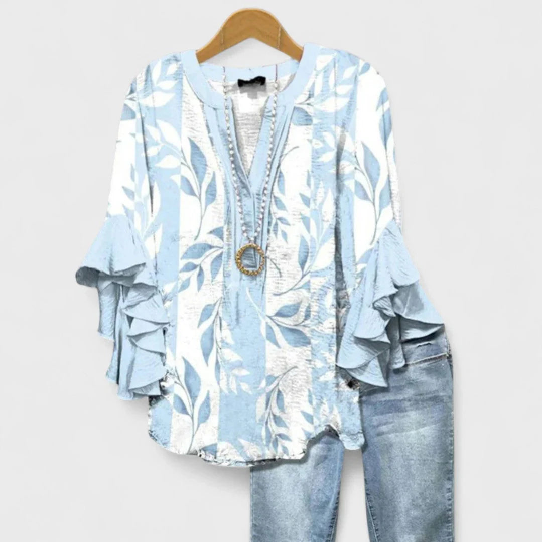 Kay- Elegante blusa para damas con estampado floral