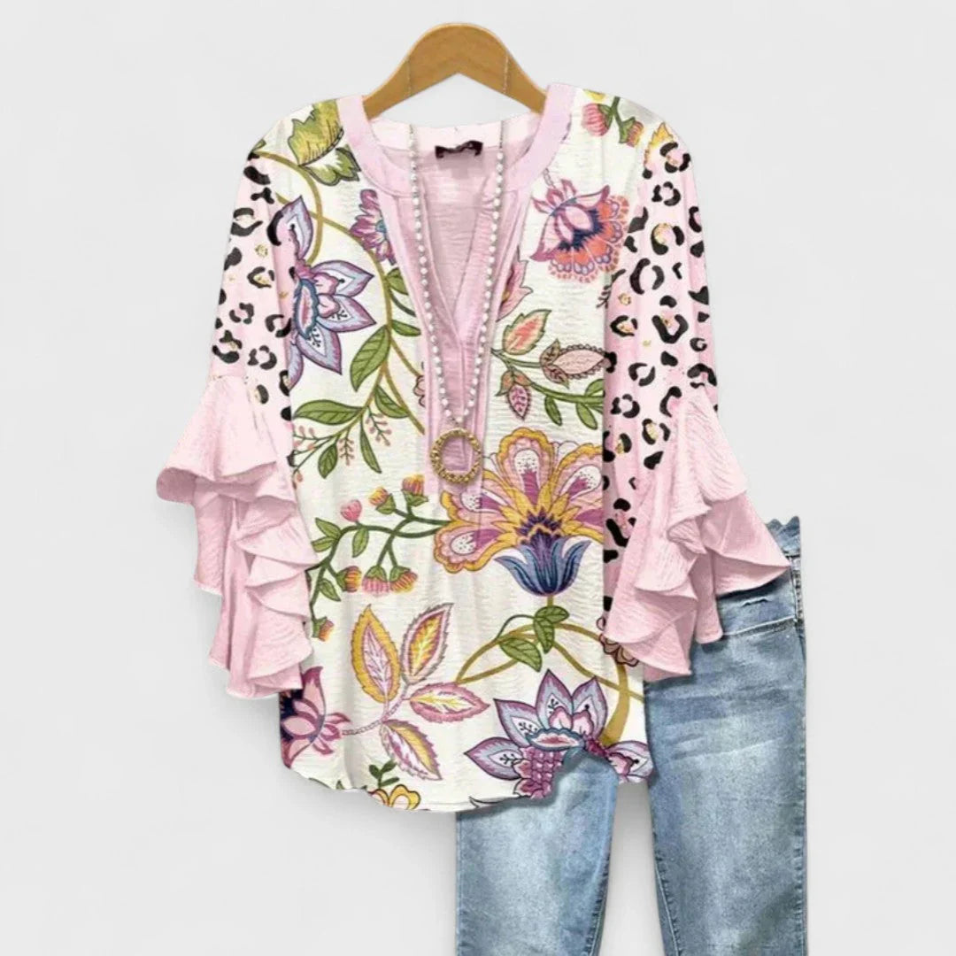 Kay- Elegante blusa para damas con estampado floral