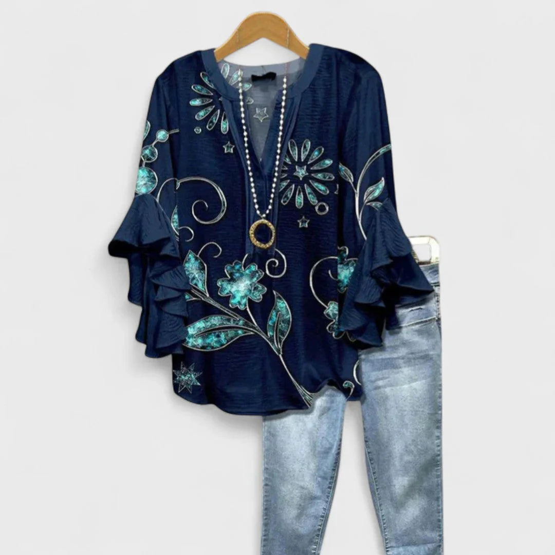 Kay- Elegante blusa para damas con estampado floral