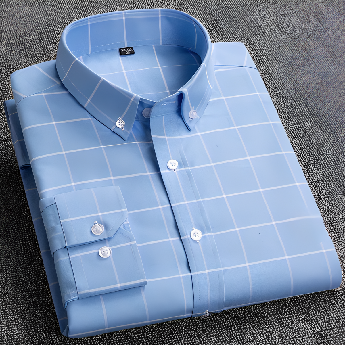 Jezriel - Camisa de moda de manga larga con cuadros para hombre