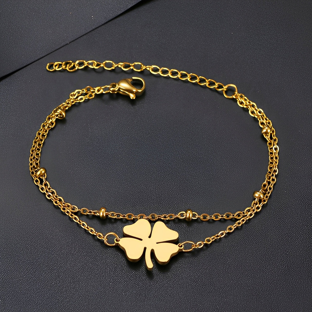 Sanya – Pulsera trébol en oro y plata