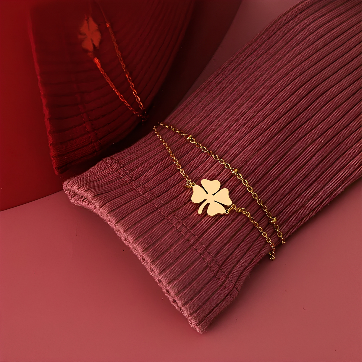 Sanya – Pulsera trébol en oro y plata