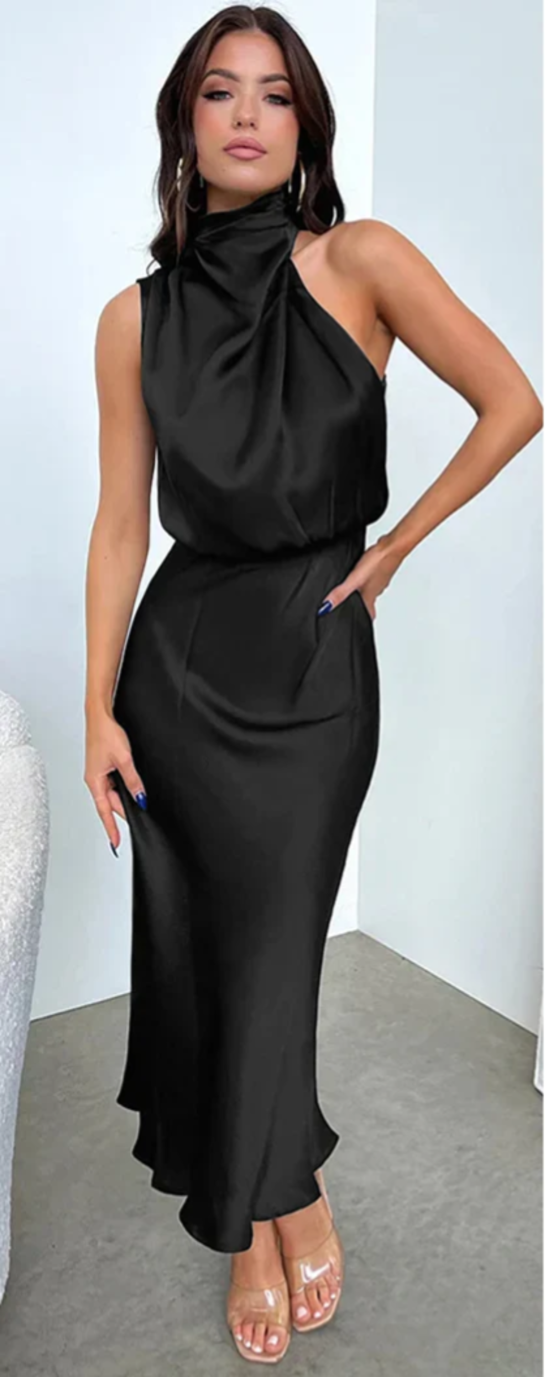 Luna - Vestido largo con drapeado