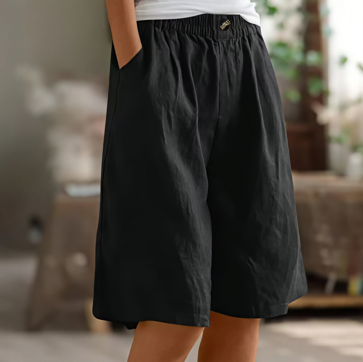 Renee- Pantalones cortos cómodos para damas con bolsillos