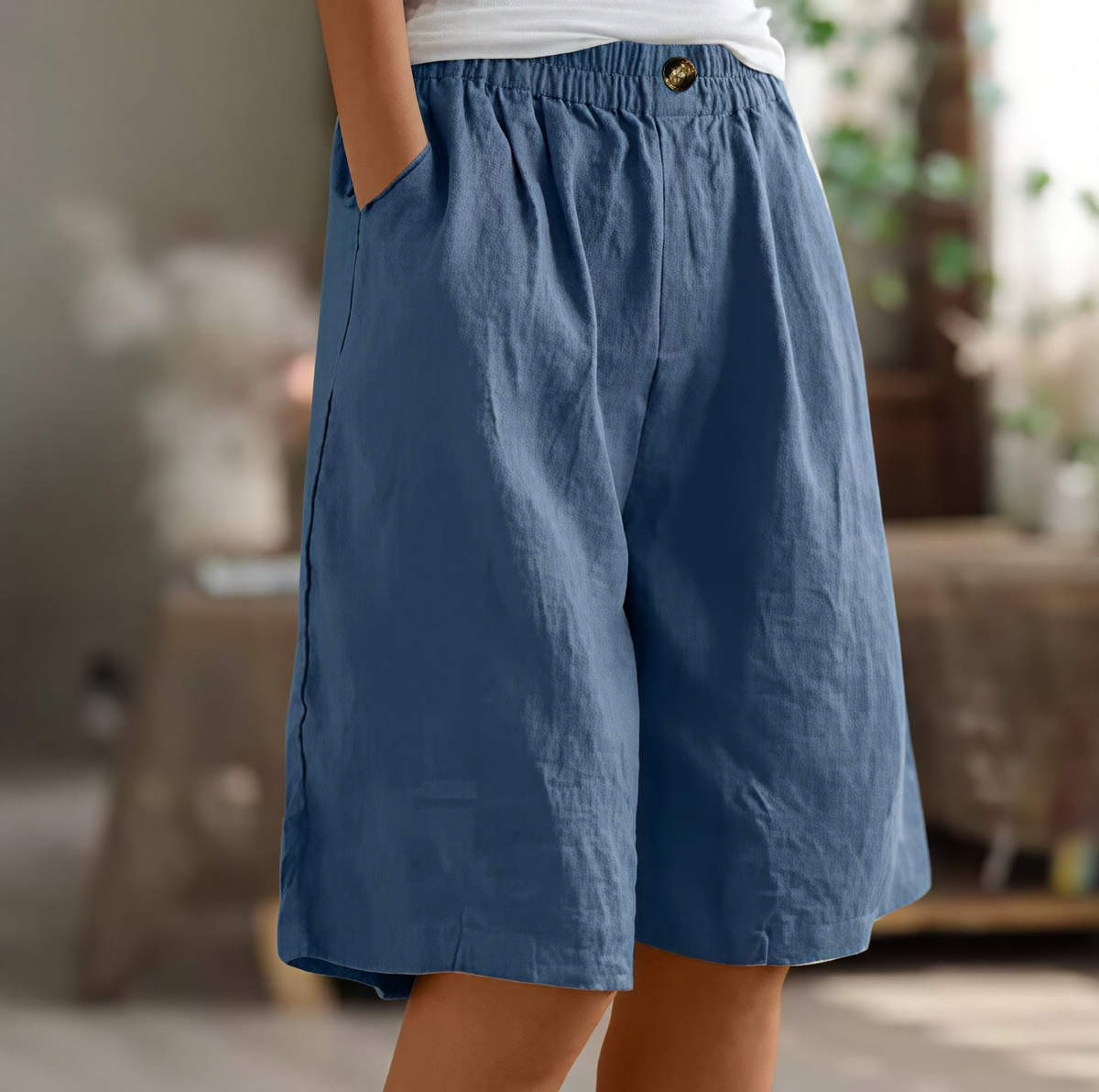 Renee- Pantalones cortos cómodos para damas con bolsillos