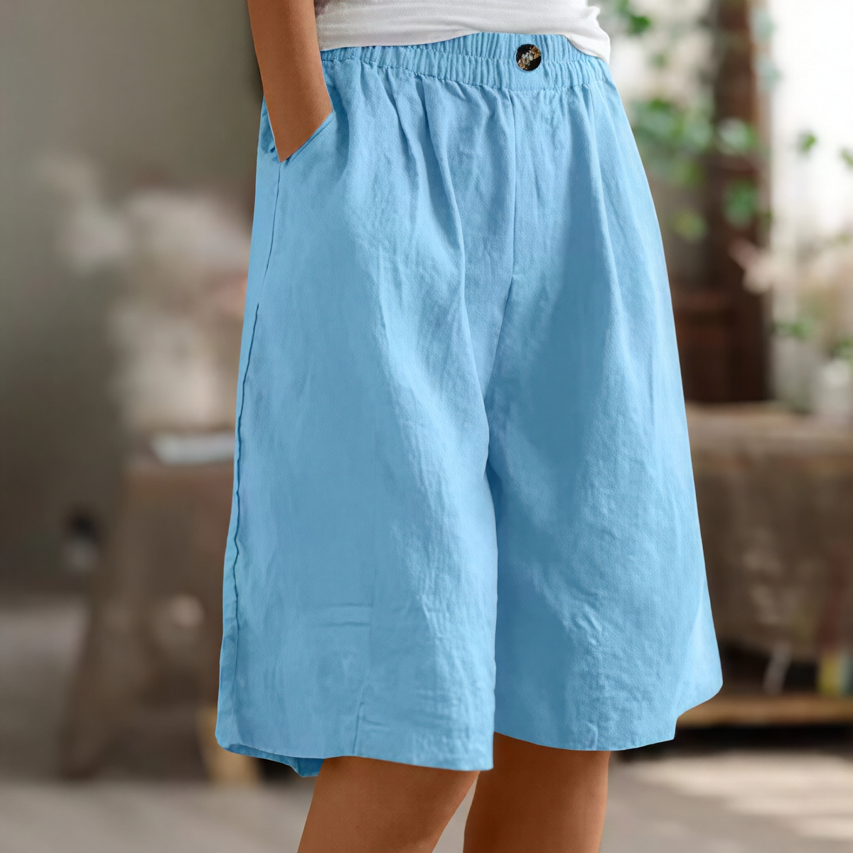 Renee- Pantalones cortos cómodos para damas con bolsillos