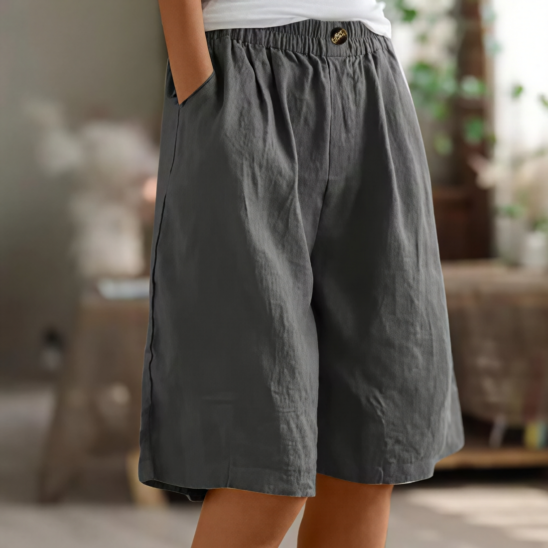 Renee- Pantalones cortos cómodos para damas con bolsillos