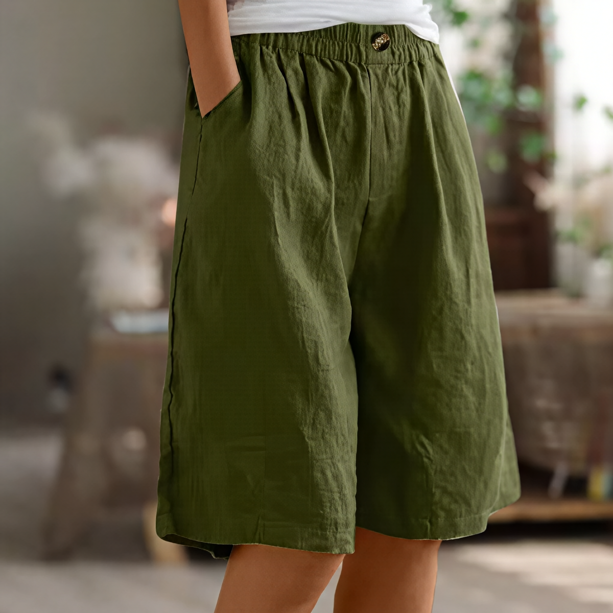 Renee- Pantalones cortos cómodos para damas con bolsillos