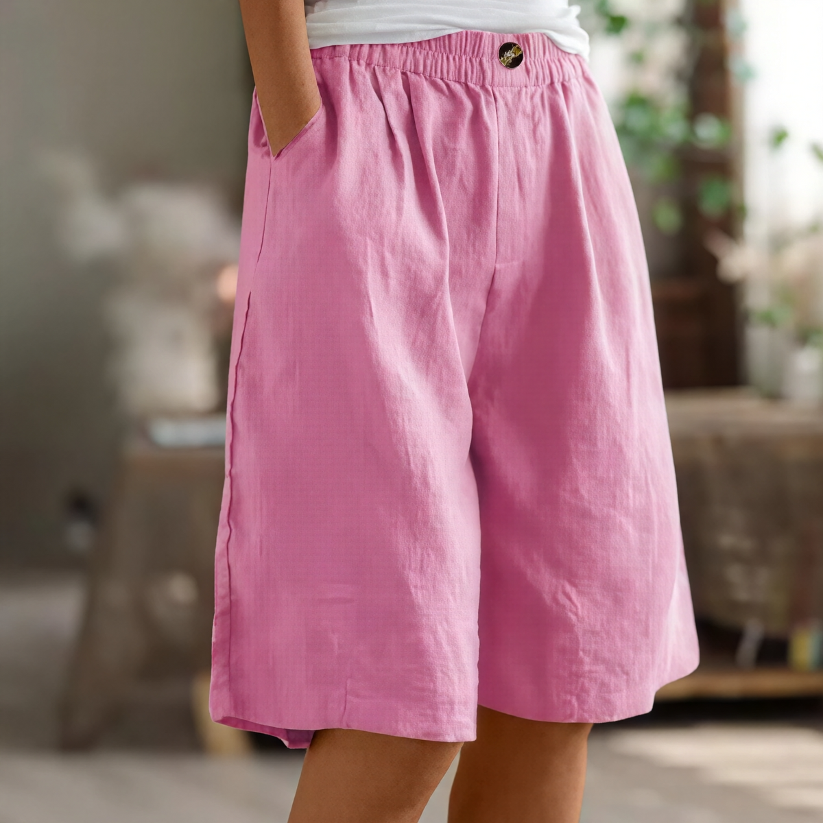 Renee- Pantalones cortos cómodos para damas con bolsillos