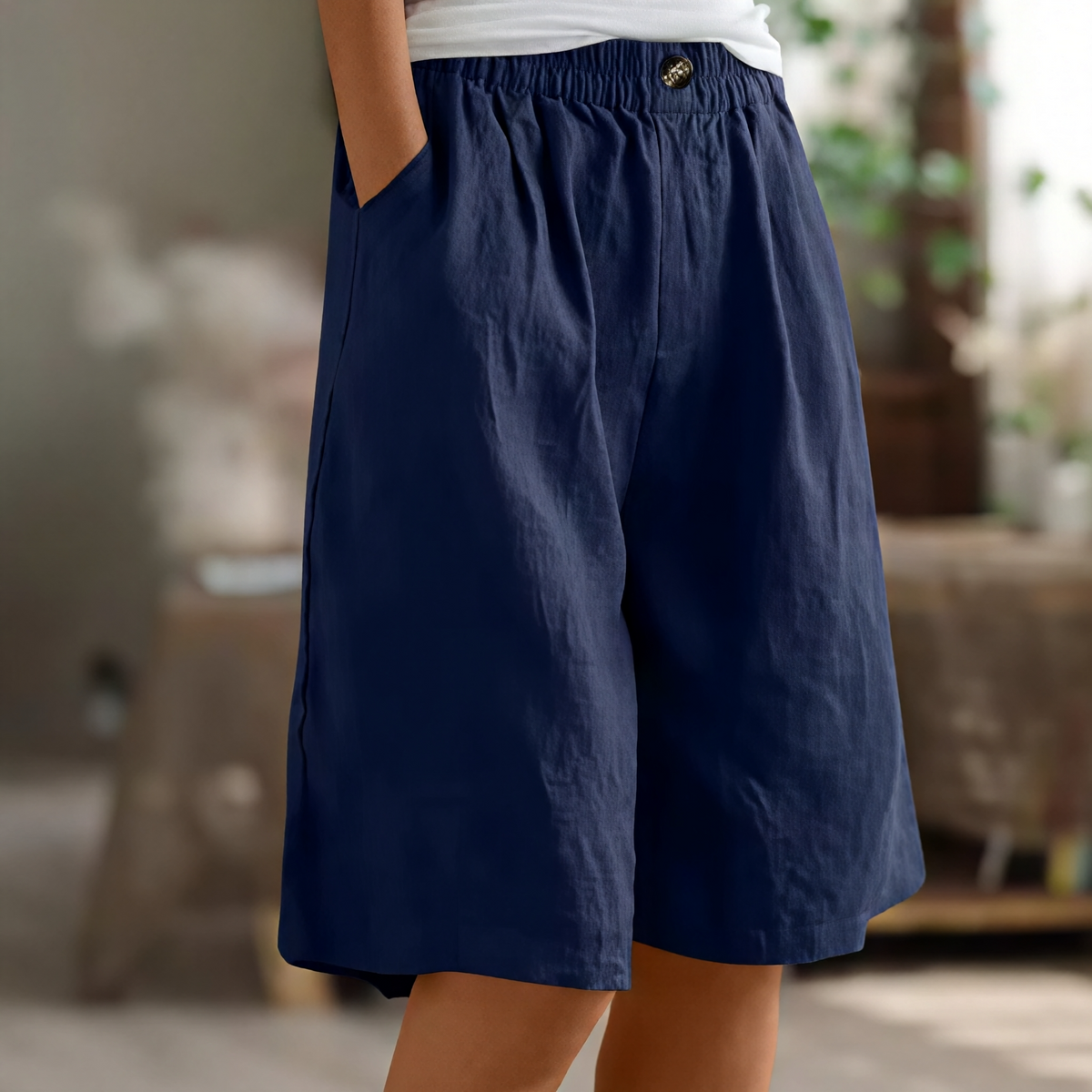 Renee- Pantalones cortos cómodos para damas con bolsillos
