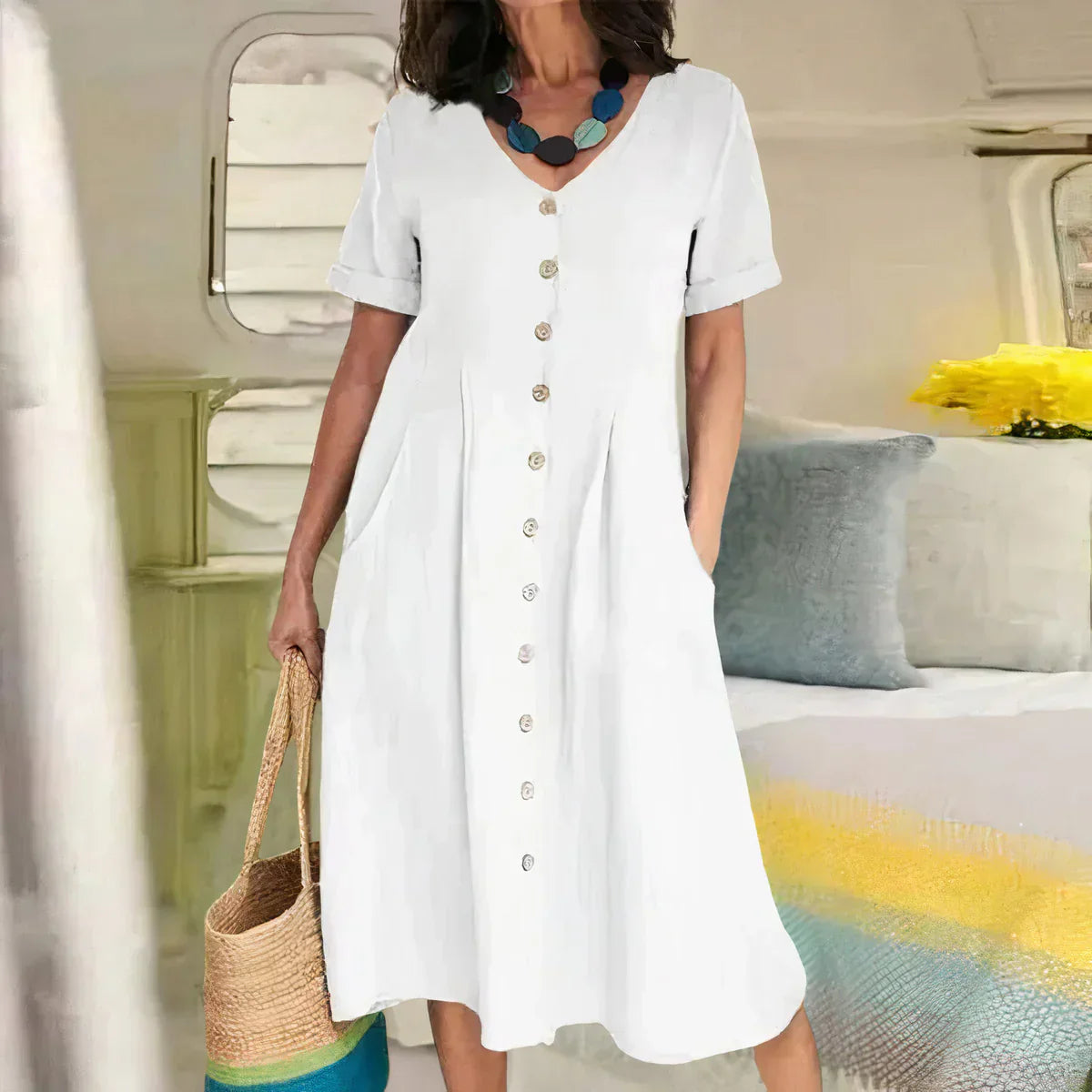 Quency - Vestido Elegante y Ligero de Verano para Mujer