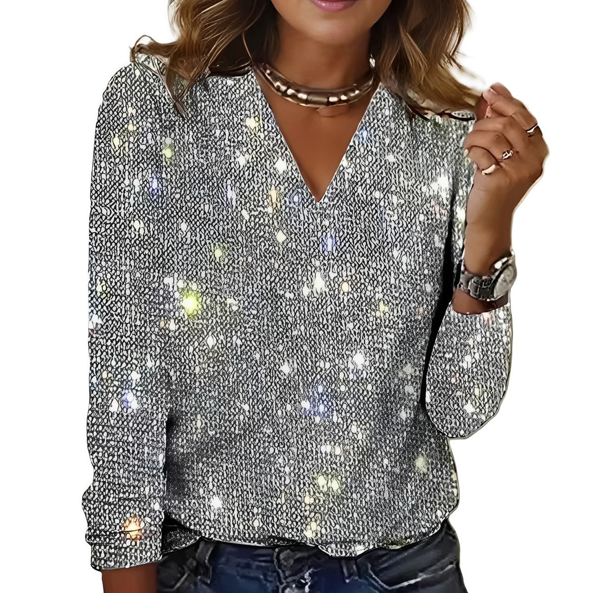 Caroline - Blusa elegante y brillante para mujeres
