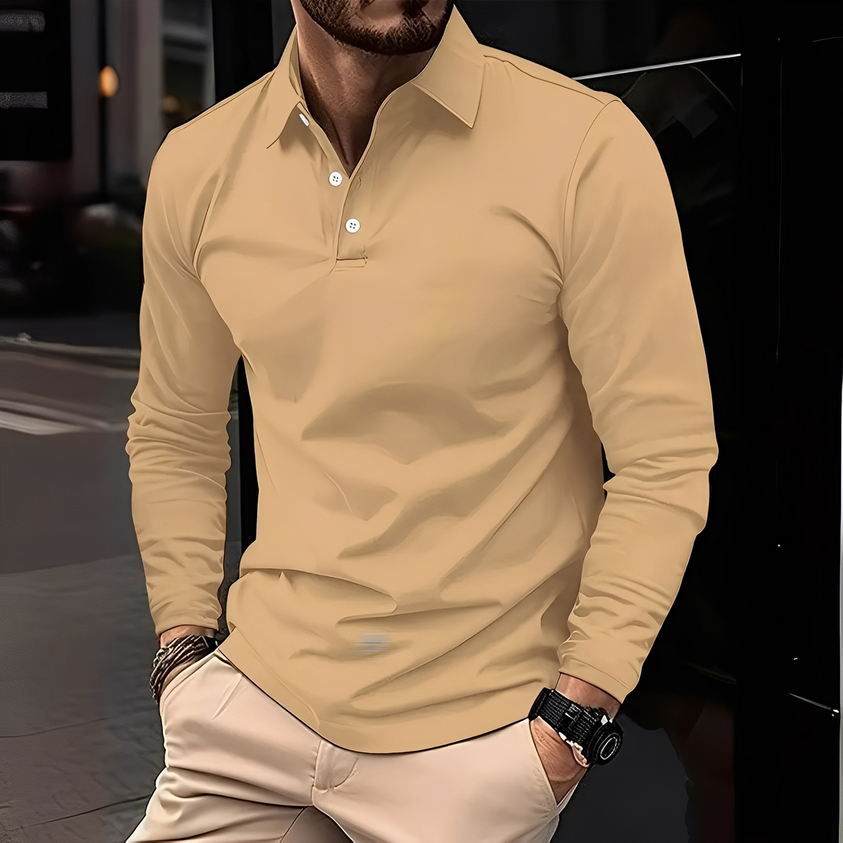 Deacon - Polo de manga larga confortable