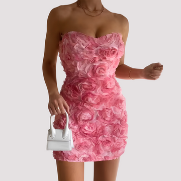 Nastia - Elegante vestido floral sin tirantes para damas